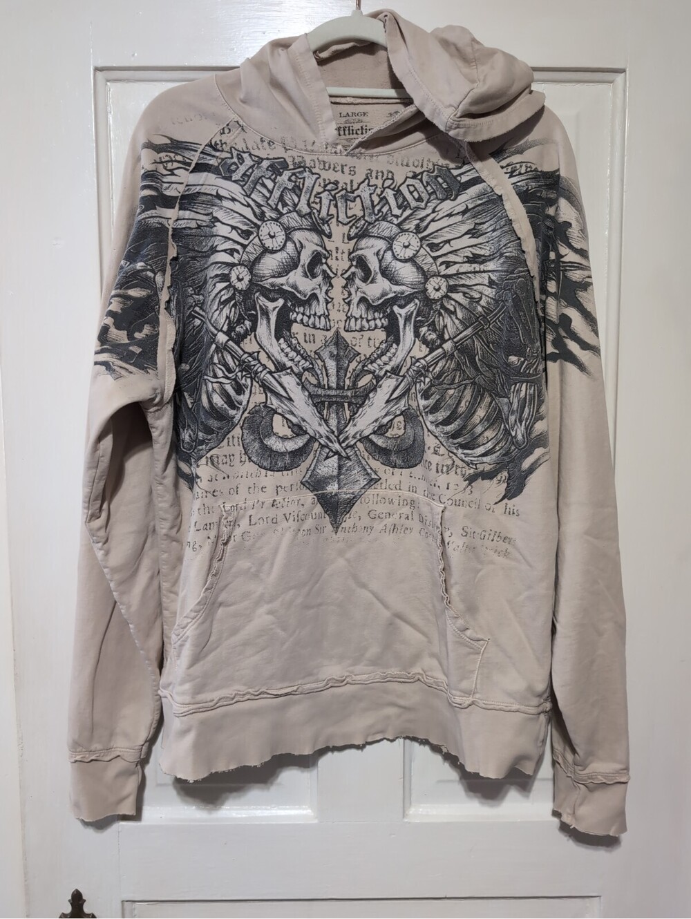 Affliction Death Eyes Pullover Hoodie Y2K Grunge Streetwear Men's L(1606)F